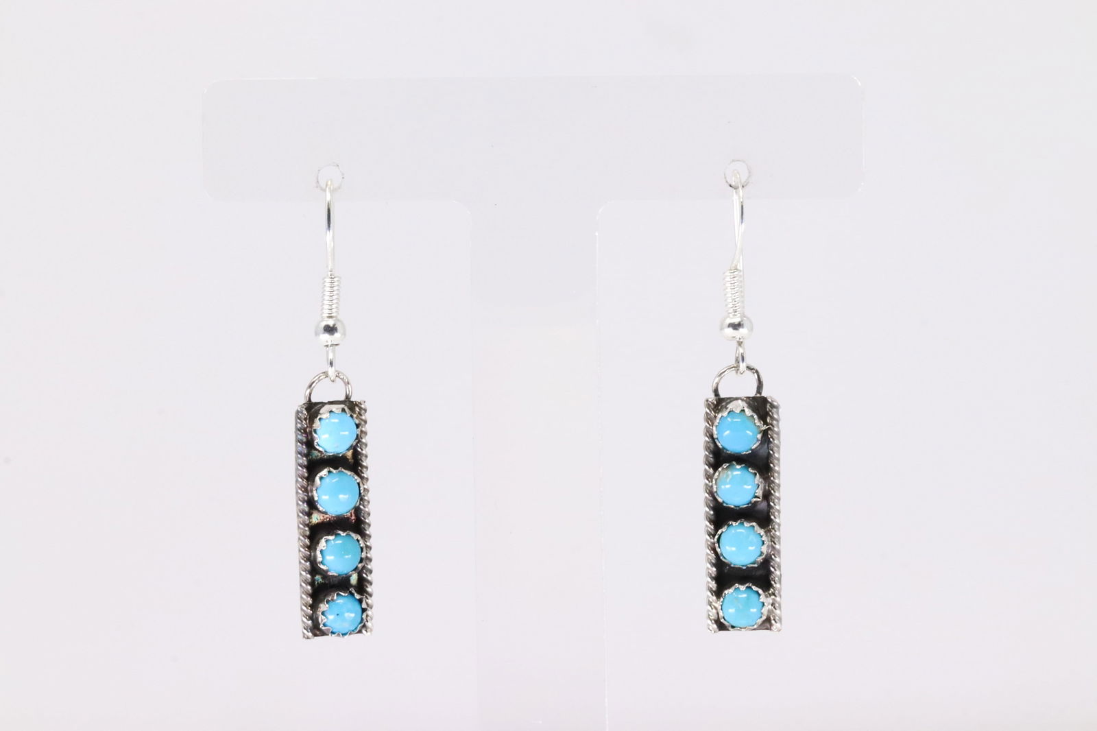 Native America Navajo Sterling Silver Turquoise Dangling Earring's By Janice Spencer.: This is a Native America Navajo Sterling Silver Turquoise Dangling Earring's By Janice Spencer.