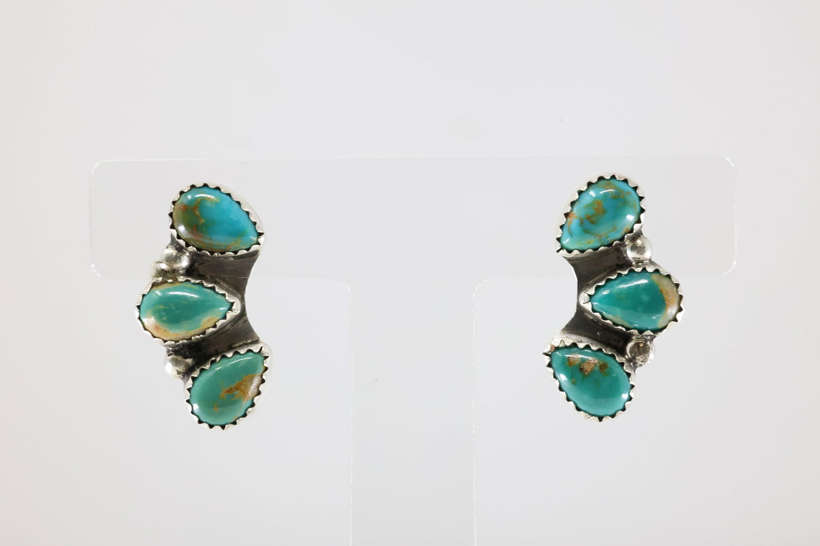 Native America Navajo Sterling Silver Turquoise Post Earring's By B. (1 of 4)