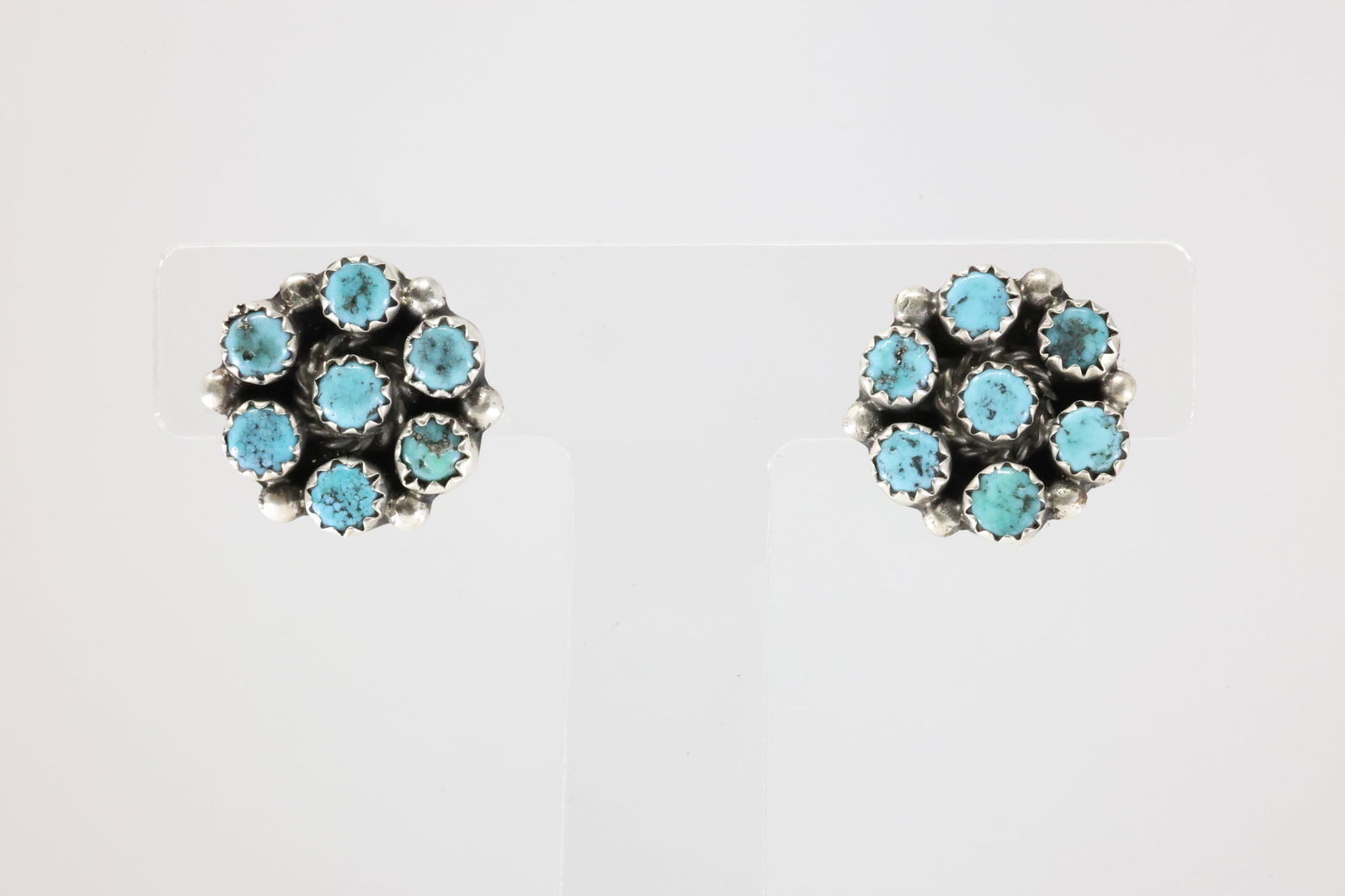 Native America Navajo Sterling Silver Turquoise Post Earring's By B. (1 of 4)