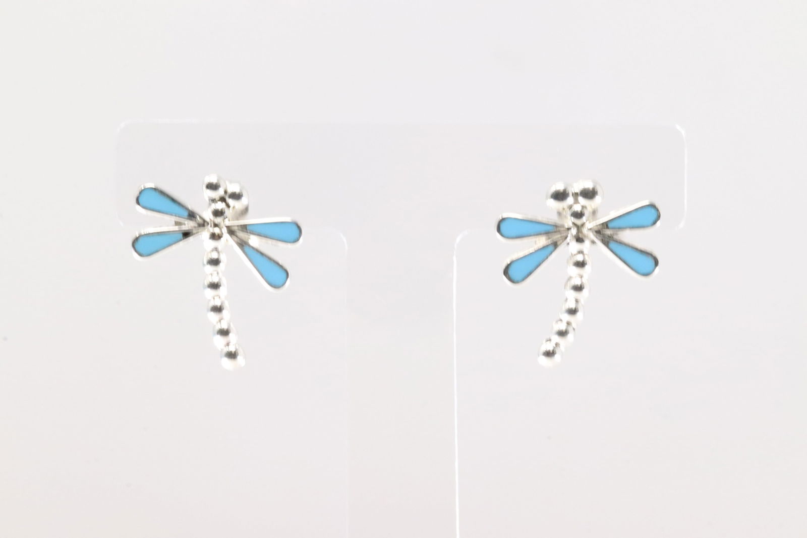 Native America Zuni Sterling Silver Turquoise Dragonfly Post Earring's By Emma Edaakie. (1 of 3)