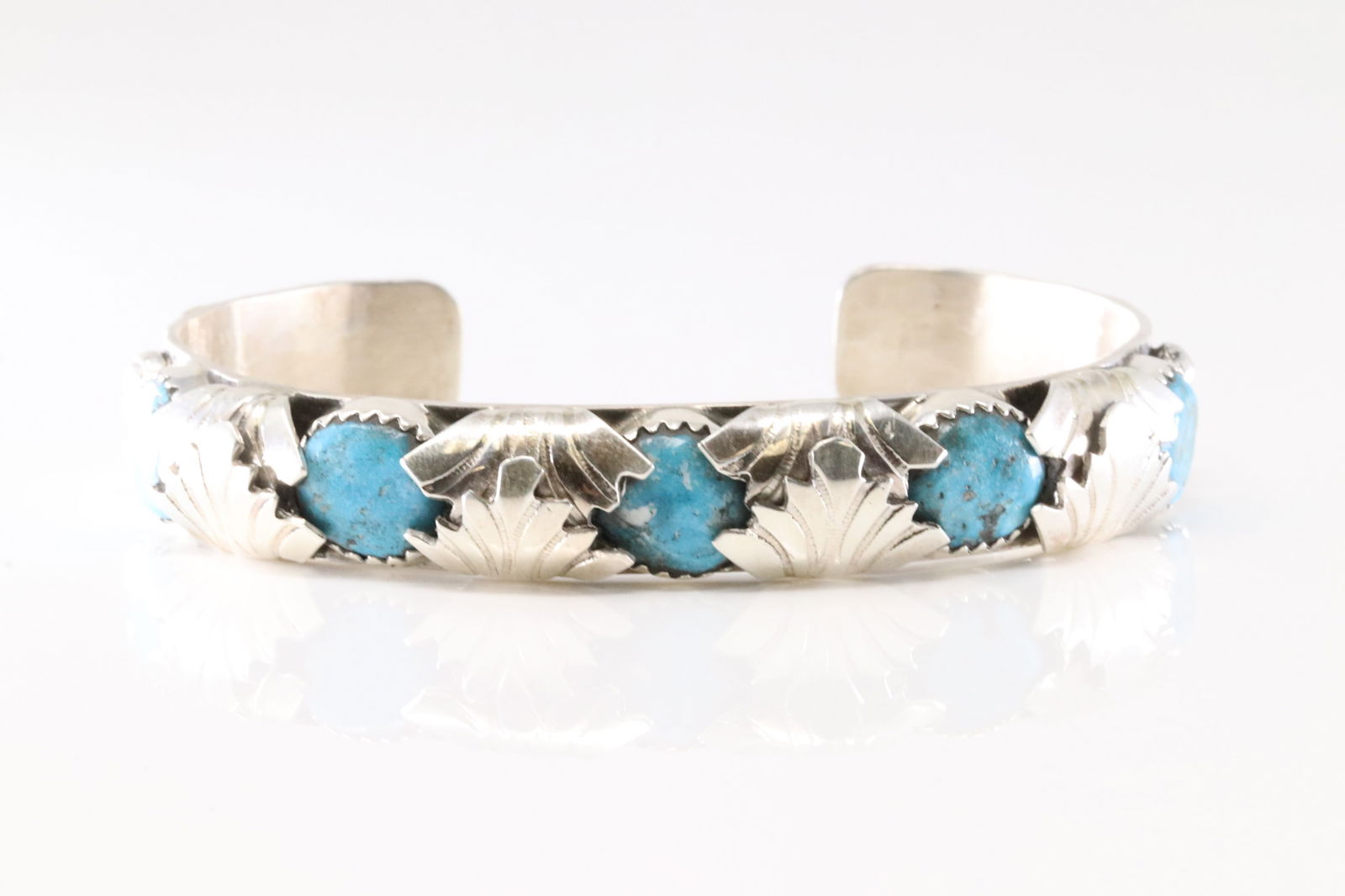 Native America Zuni Sterling Silver Turquoise Bracelet Cuff By Lyolita Tsatte.: This is a Native America Zuni Sterling Silver Turquoise Bracelet Cuff By Lyolita Tsatte.