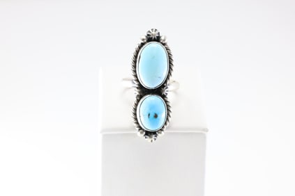 Native America Navajo Sterling Silver Turquoise Ring By Eugene Belone.