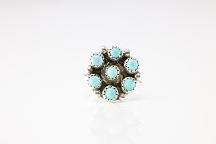 Native America Navajo Sterling Silver Turquoise Ring By MR.