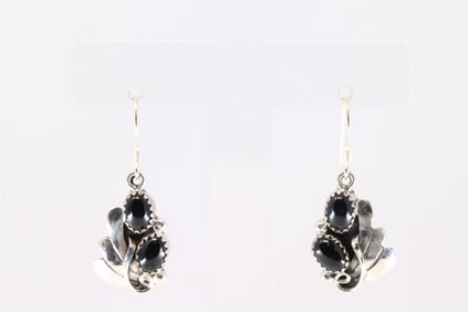American Sterling Silver Black Onyx Dangling Earring's.