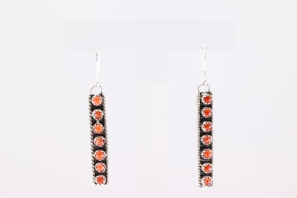 America Sterling Silver Coral Dangling Earring's.