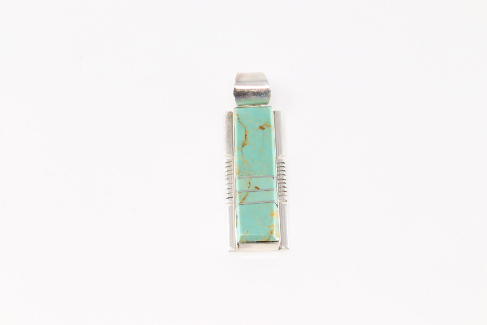 Native America Navajo Sterling Silver Number 8 Turquoise Inlay Pendant By Steve Francisco.: This is a Native America Navajo Sterling Silver Number 8 Turquoise Inlay Pendant By Steve Francisco. Stamp S.F.