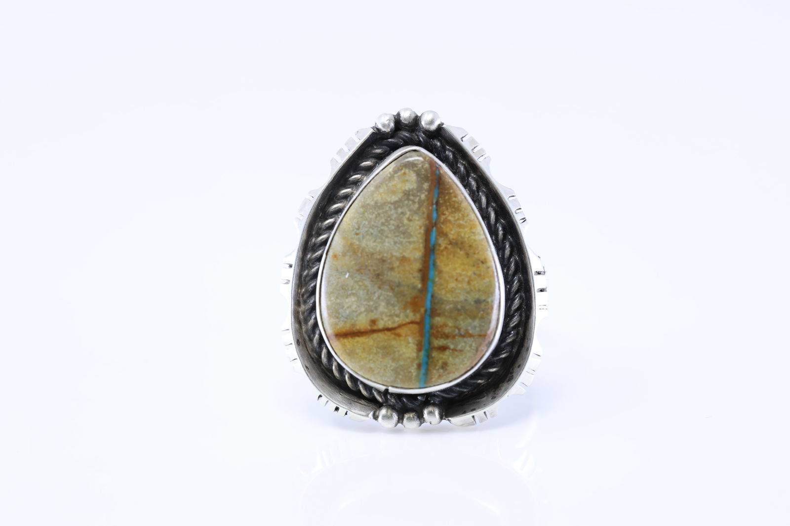 Native America Navajo Sterling Silver Turquoise Ring By L.S.S. (1 of 4)