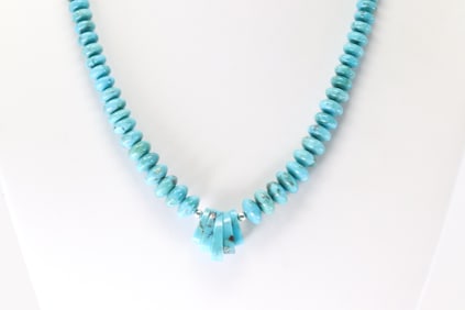 Native America Navajo Sterling Silver Turquoise Naja Necklace & Earring's Set By E.L.