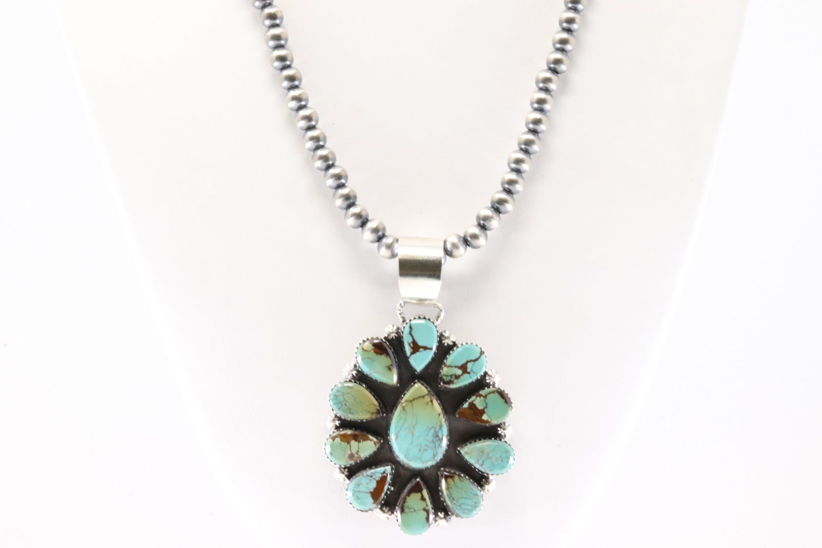 Native America Navajo Sterling Silver Kingman Turquoise Pendant By Selena warner. With Machine Made (1 of 4)