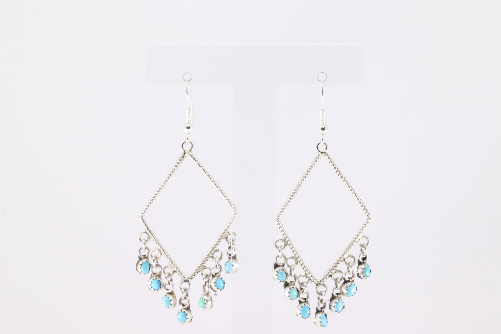 Native America Sterling Silver Turquoise Dangling Earring's.: This is a Native America Sterling Silver Turquoise Dangling Earring's.