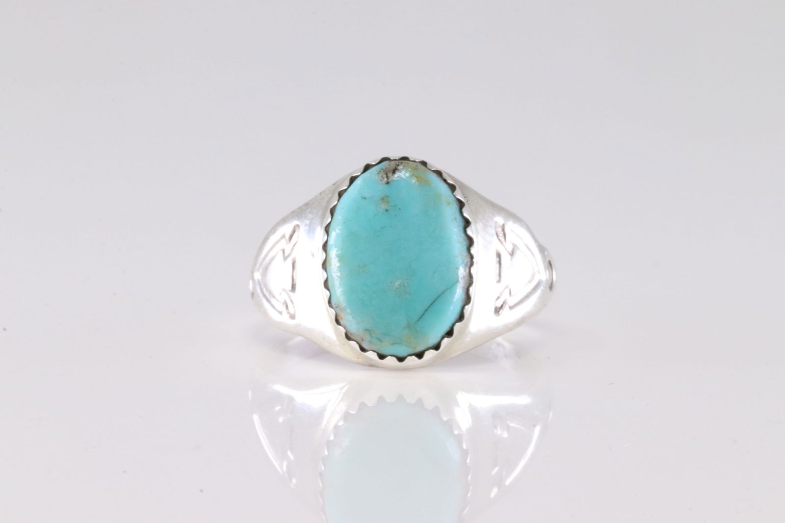 Native America Navajo Sterling Silver Turquoise Ring By M.L.