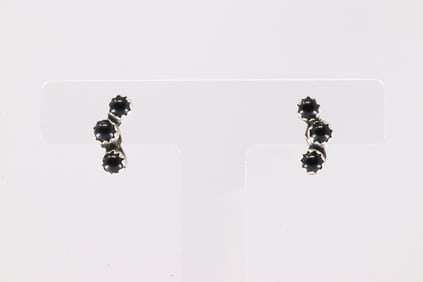 America Sterling Silver Black Onyx Post Earring's.