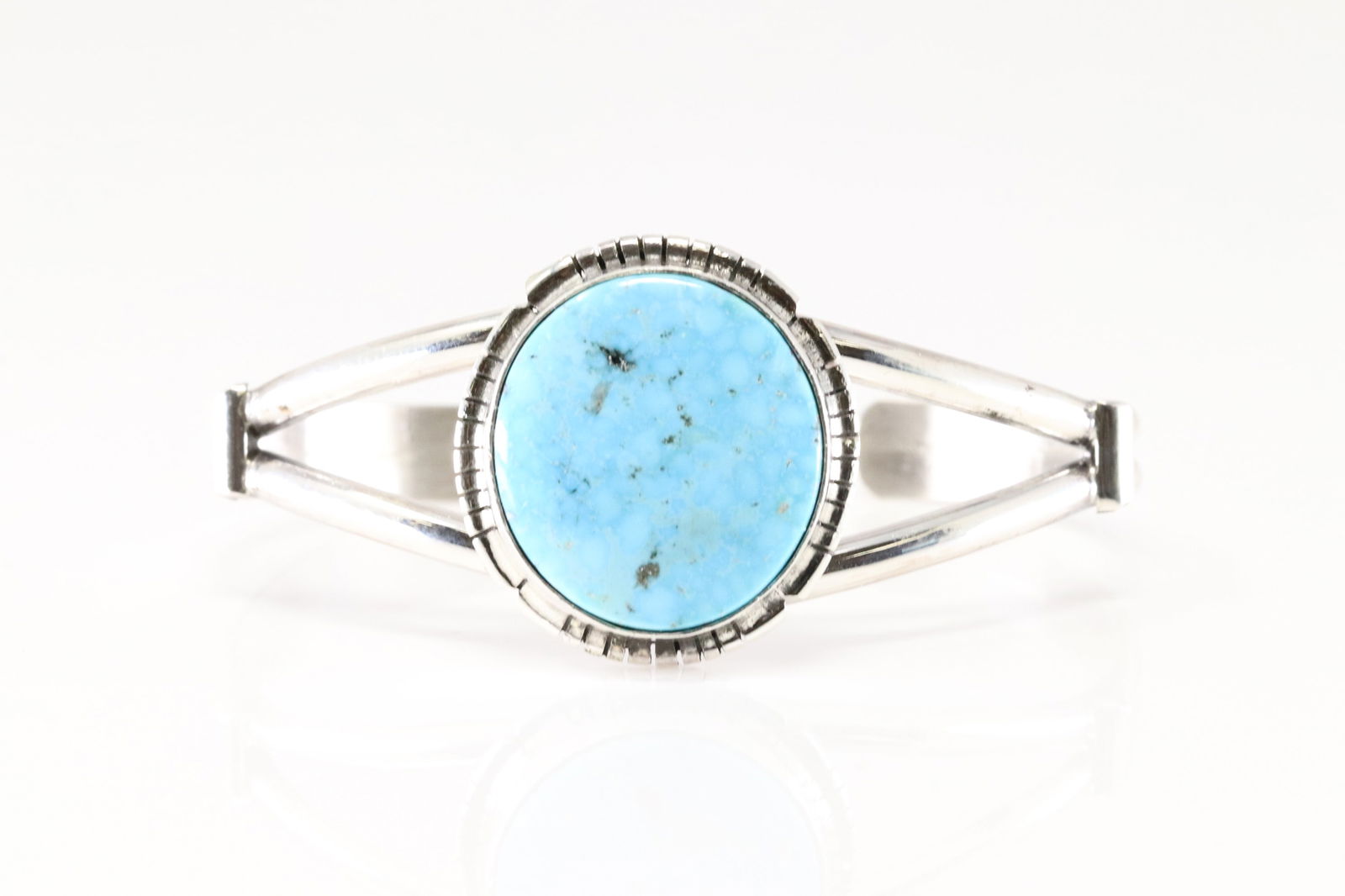 Native America Navajo Sterling Silver Kingman Turquoise Bracelet Cuff By S.E. (1 of 4)