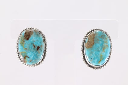 Native America Navajo Sterling Silver Royston Turquoise Post Earring's By Chassity Belone.