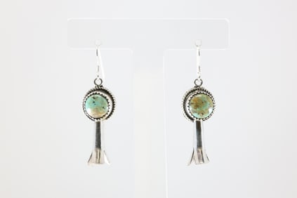 America Sterling Silver Turquoise Blossom Dangling Earring's.