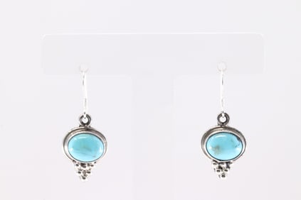 Native America Navajo Sterling Silver Turquoise Dangling Earring's By Isabelle Yazzie. From R.B