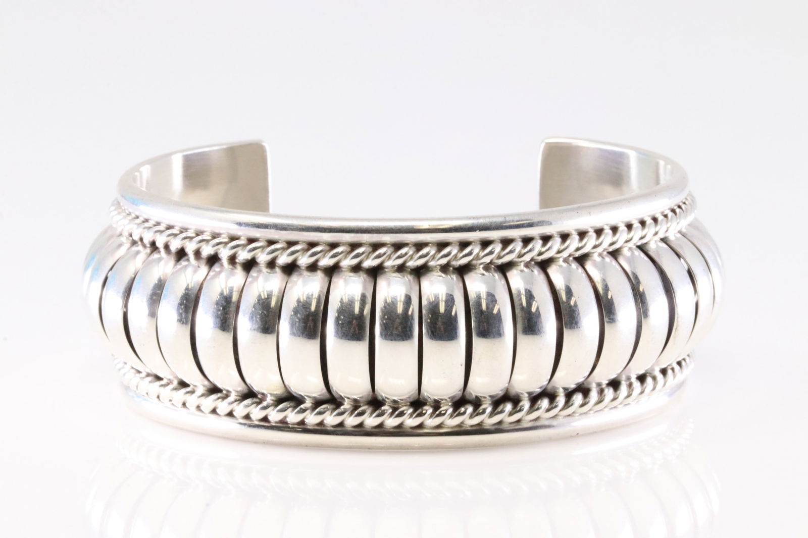 Native America Navajo Sterling Silver Solid Stamp Bracelet Cuff By T.C. (1 of 4)