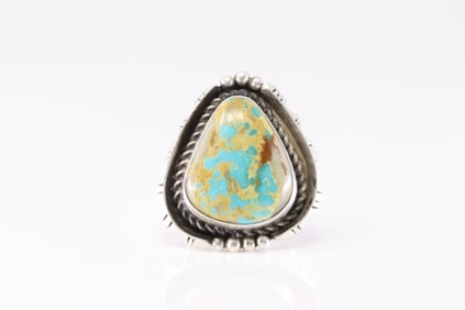 Native America Navajo Sterling Silver Turquoise Ring By L.S.