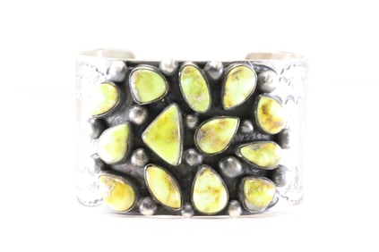 Native America Navajo Sterling Silver Palomino Bracelet Cuff By J.G / Chimney Butte. Stamp J.G &