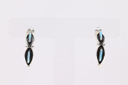 America Sterling Silver Turquoise Hoop Earring's.