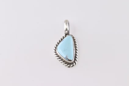 Native America Navajo Sterling Silver Golden Hill Turquoise Pendant By Johnny Dixon.