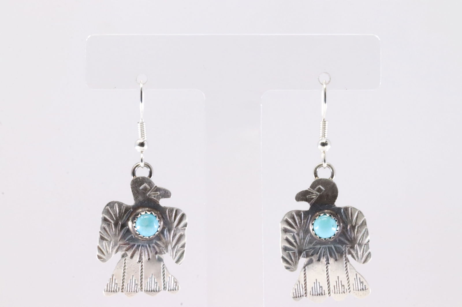 Native America Navajo Sterling Silver Kingman Turquoise Thunderbird Dangling Earring's By Gabriela: This is a Native America Navajo Sterling Silver Kingman Turquoise Thunderbird Dangling Earring's By Gabriela Yazzie.