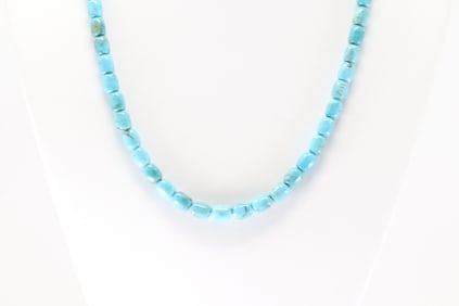 Native America Navajo Sterling Silver Turquoise Pearl Beaded Necklace.