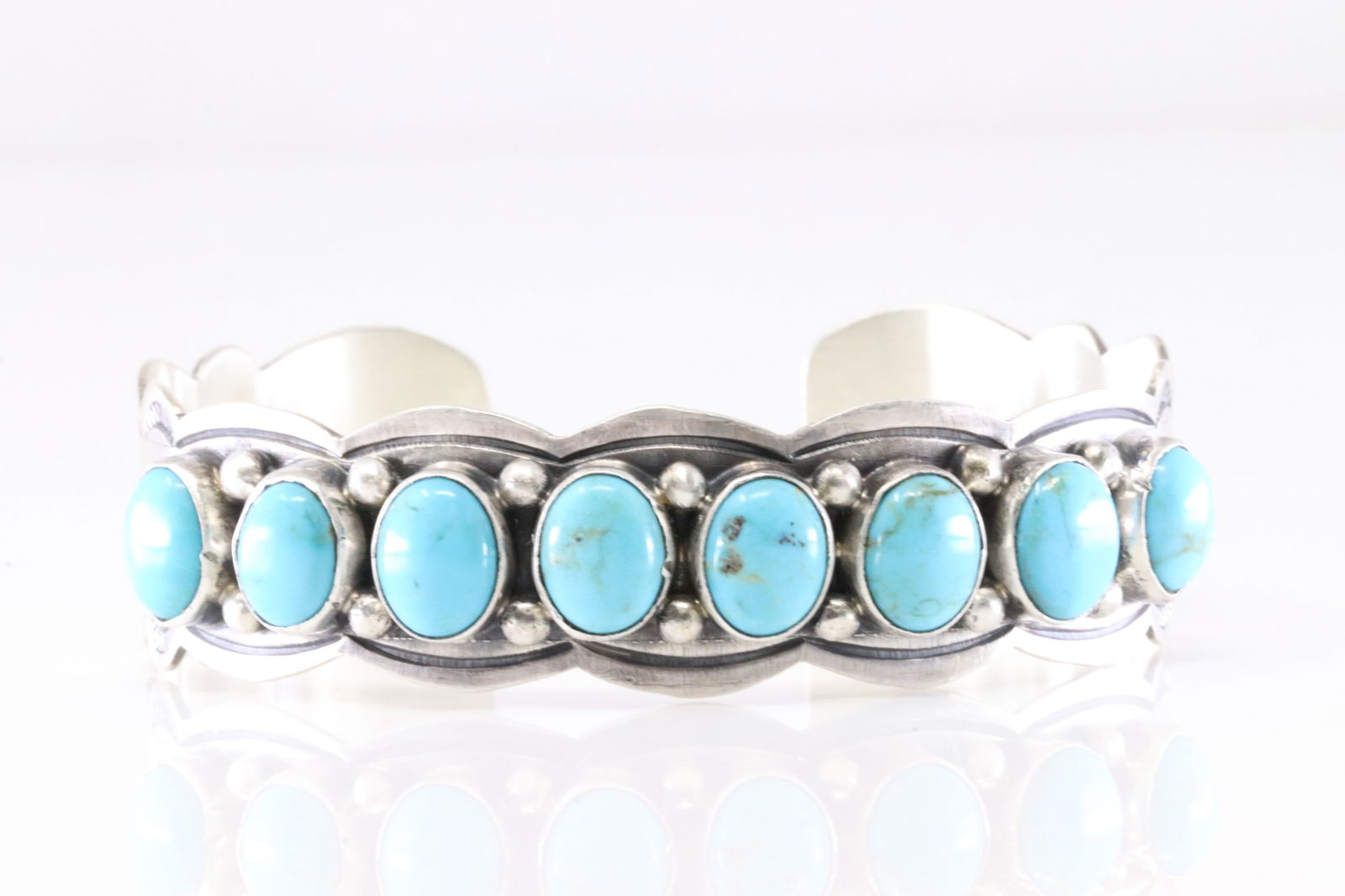Native America Navajo Sterling Silver Turquoise Bracelet Cuff By Thomas Yazzie. (1 of 4)