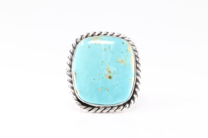 Native America Navajo Sterling Silver Turquoise Ring By L.Silversmith.
