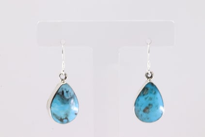 Native America Navajo Sterling Silver Turquoise Dangling Earring's By Sadie Jim.
