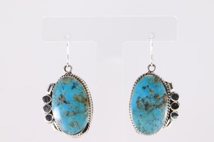 America Sterling Silver Turquoise Dangling Earring's.