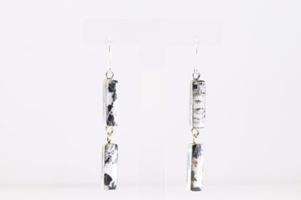 Native America Navajo Sterling Silver White Buffalo Dangling Earring's By Irvin Tsosie. From R.B
