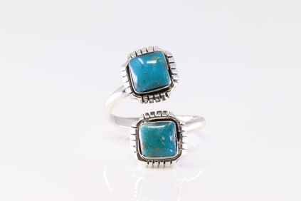 Native America Navajo Sterling Silver Turquoise Ring By Aaron Begay.