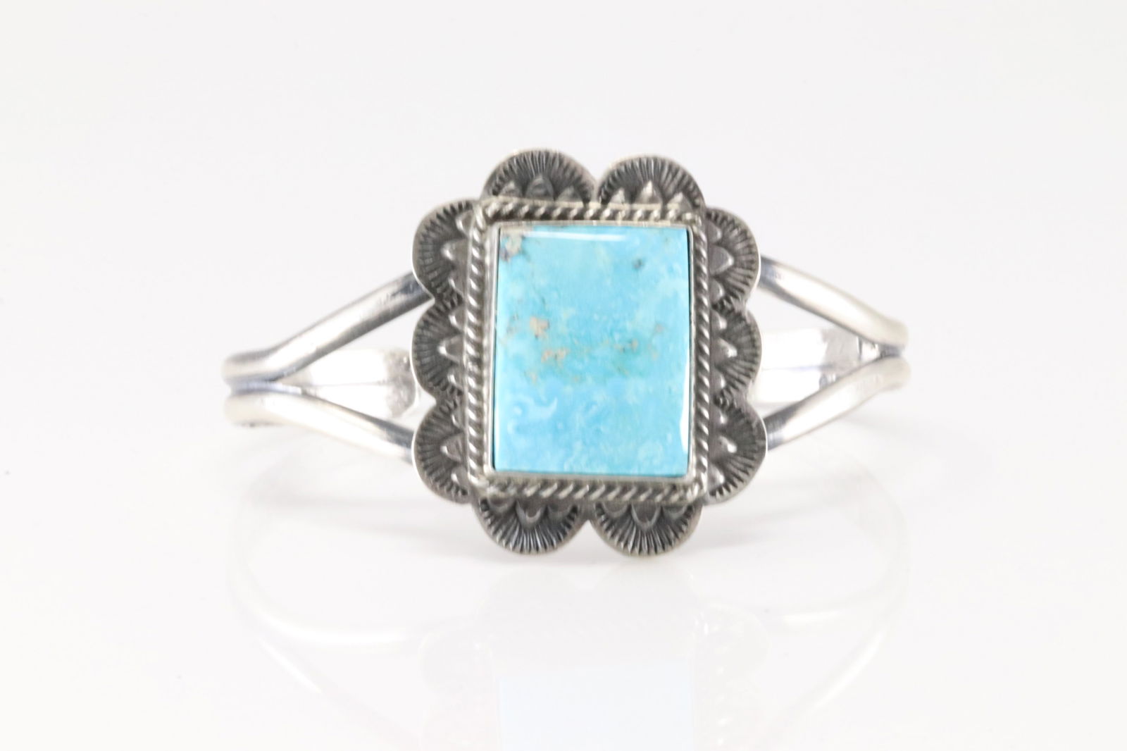Native America Navajo Sterling Silver Turquoise Bracelet Cuff By Kee J. (1 of 4)