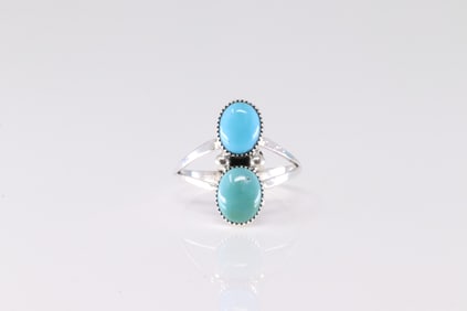 Native America Navajo Sterling Silver Turquoise Ring By J.