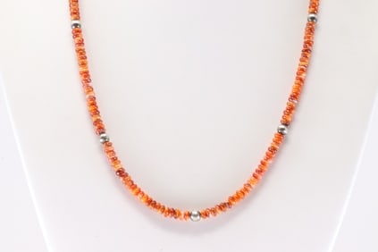 America Sterling Silver Spiny Osyter Necklace.