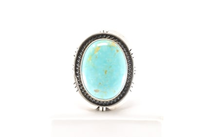 Native America Navajo Sterling Silver Turquoise Ring By A.M.