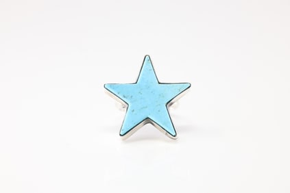 Native America Navajo Sterling Silver Turquoise Star Ring By D.