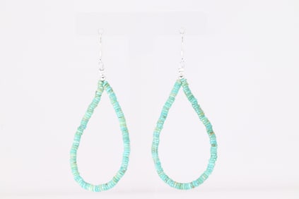 Native America Navajo Sterling Silver Turquoise Dangling Earring's.