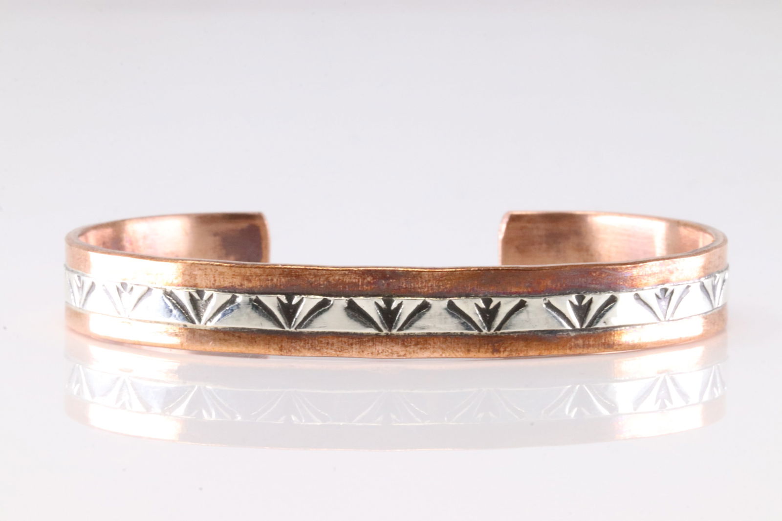 Native America Navajo Sterling Silver Copper Bracelet Cuff By Wylie Secatero. (1 of 4)