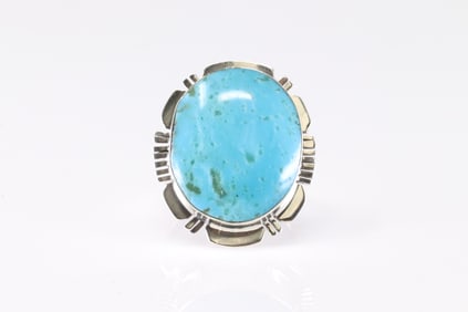 Native America Navajo Sterling Silver Turquoise Ring By Jimmy Garcia.