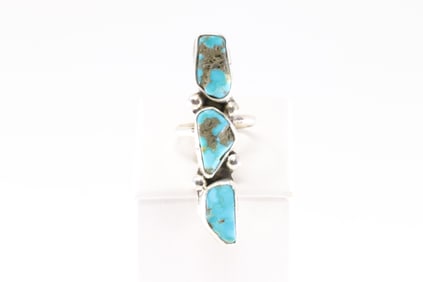 Native America Zuni Sterling Silver Turquoise Ring By Jude Candelaria.