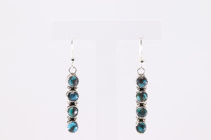Native America Navajo Sterling Silver Turquoise Dangling Earring's By Maxine Ramirez.