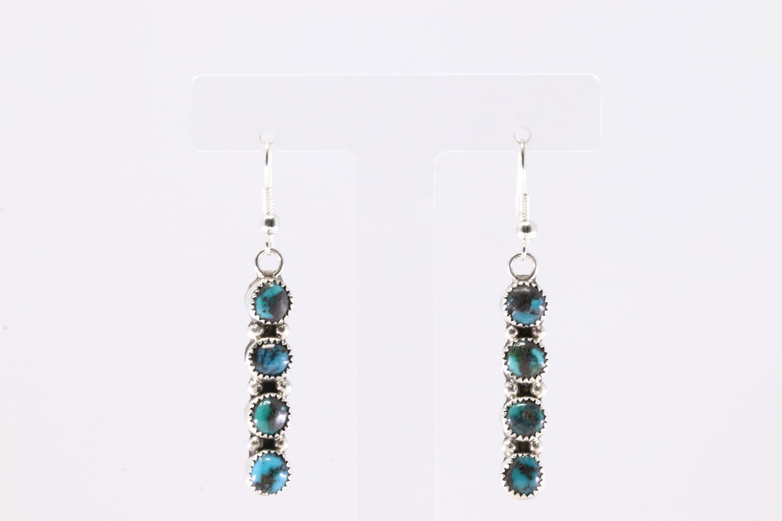 Native America Navajo Sterling Silver Turquoise Dangling Earring's By Maxine Ramirez.: This is a Native America Navajo Sterling Silver Turquoise Dangling Earring's By Maxine Ramirez.