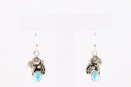 America Sterling Silver Turquoise Dangling Earring's.