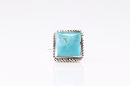 Native America Navajo Sterling Silver Turquoise Ring By J.