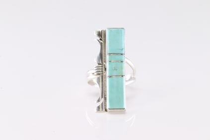 Native America Navajo Sterling Silver Turquoise Ring By S.F.