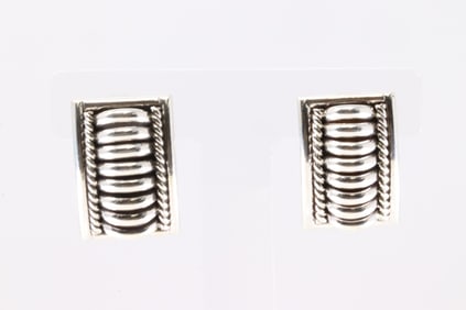 Native America Sterling Silver Solid Hoop Earring's By Thomas Charley.