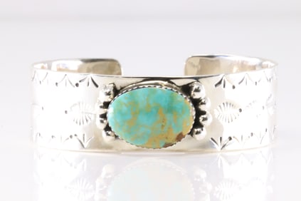 Native America Navajo Sterling Silver Turquoise Bracelet Cuff By Daniel Dakai.