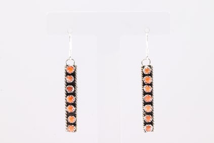 America Sterling Silver Coral Dangling Earring's.